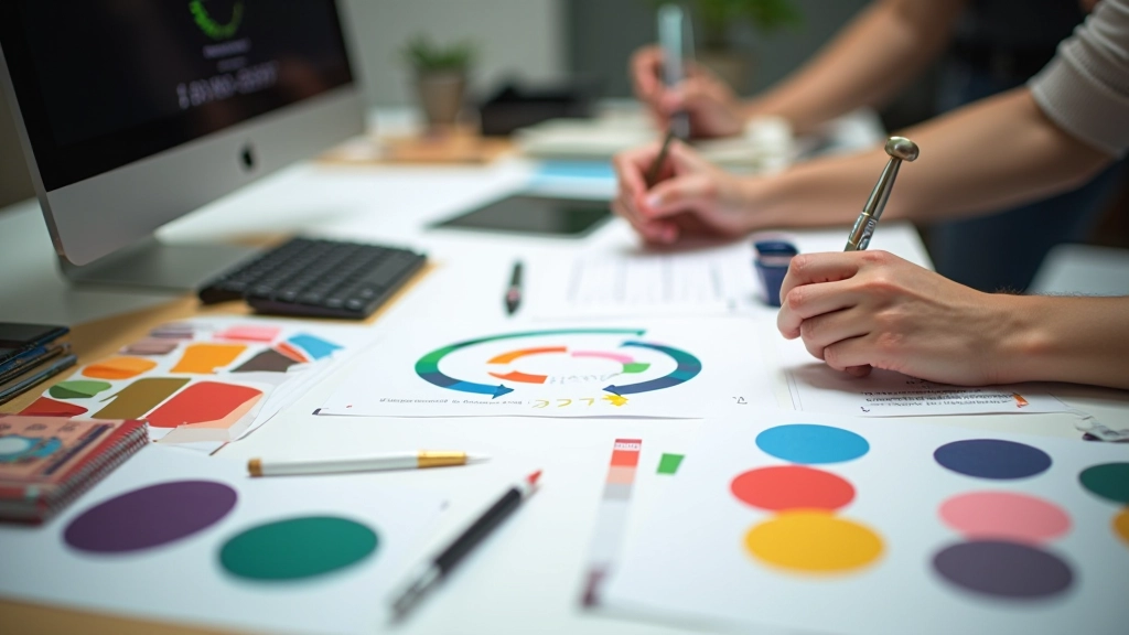 Estrutura básica de um sistema de design mostrando fundações de cores, tipografia e componentes principais