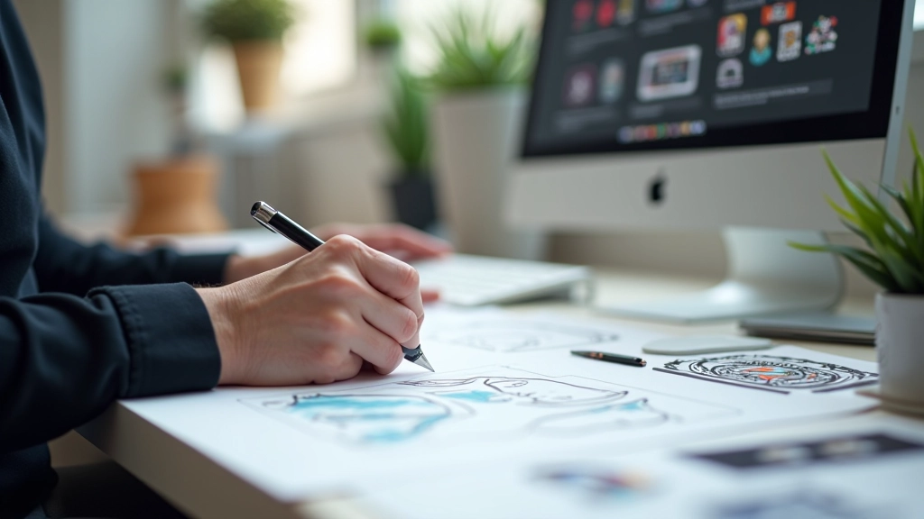 Processo de design vetorial com detalhes de criação de ícones personalizados